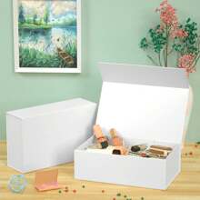1 Stück - Weiße Geschenkbox, 23cm x 17cm x 7cm Geschenkbox, wiederverwertbar mit Deckel und Magnetverschluss, rechteckig und faltbar für Verlobungsbox, Hochzeit, Weihnachten, Halloween, Geburtstags-Geschenkverpackung
