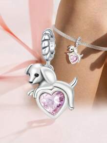 1Pc Fashionable Cute Pet Puppy Series Charm Bead Fit For Women Bracelets Bangles DIY Jewelry Making And Daily Outfit Matching Jewelry Decoration For Girls