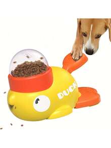 1 Set Interactive Press Operated Dog Treat Dispenser Toy, Slow Feeder Food Bowl, Duck Shaped, Promotes Healthy Eating & Mental Stimulation, Battery-Free - Multicolor - View 9
