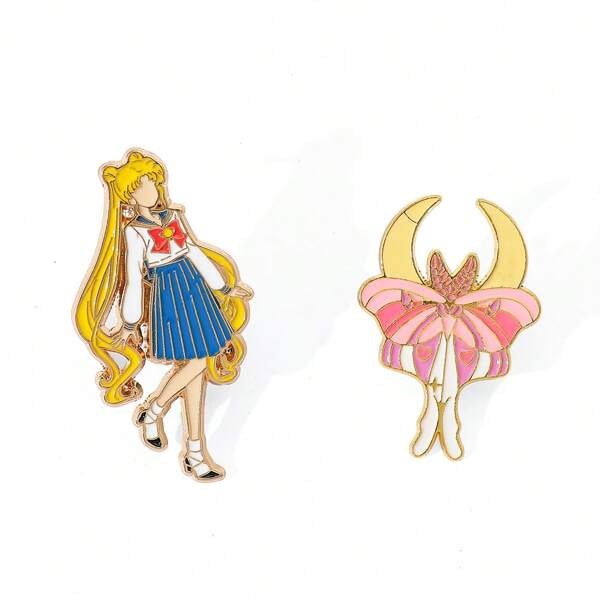 bandai 1/2 حبة إبزيم أنمي موضة من براندي ، بادج معدني مطلي بالمينا على شكل القمر، إكسسوارات للملابس والحقائب كهدايا للأصدقاء