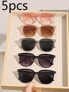 3pcs/1pc/5pcs Girls Fashion Matching Set - Square Frame, Personalized And Simple, Lightweight And Durable, Suitable For Vacation, Play, Outdoor, Casual And Formal Occasions - Multicolor - View 5