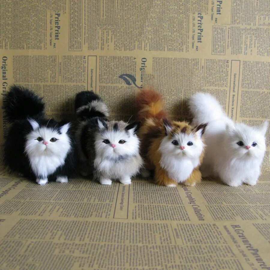 Cute Simulation Cat Plush Toys Soft Stuffed Kitten Model Fake Cat ...