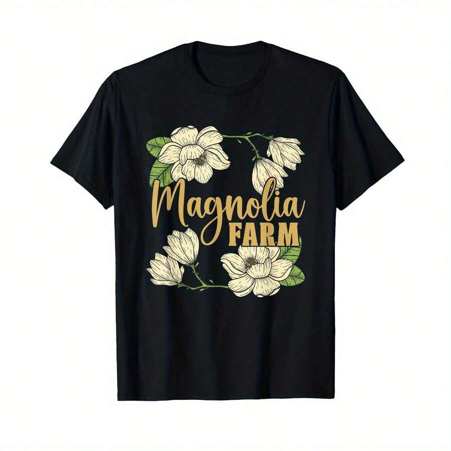 Nueva llegada Camiseta de granjero con estampado de tractor agrícola - Granja Magnolia Farms - Negro - Ver 1