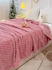 1 件舒适法兰绒羊毛毯 - 超柔软、轻盈、适合所有季节，采用六角提花设计，适合万圣节居家、圣诞节露营和旅行、母亲节亮黄色、时尚房间卧室装饰配件、羊毛毯