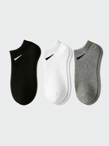 1双/3双/10双/15双加大码男女通用袜子，运动袜，时尚袜子，透气，白色/黑色/灰色短袜，纯色简约风格，适合日常休闲穿着 - 彩色 - 查看 9