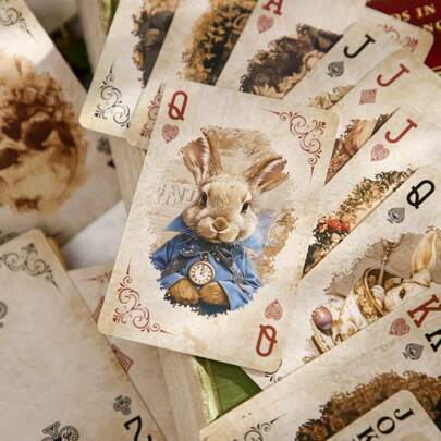 1 Box Limited Edition Vintage Upgraded Playing Cards - Perfect For Dorm Gatherings! Thick Non-Slip Matte Surface, Unique Character Cards, Retro Animal Pattern Playing Cards, Suitable For Family Gatherings, Parties, Gift Collection, Easter & Birthday Gifts, Family Entertainment Games, Board Games, Friends Gatherings, Holiday Travel Entertainment Cards, Suitable For Couples & Adult Parties, Fun Halloween & Christmas Gifts