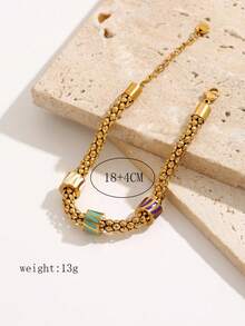 A Women's Stainless Steel Bracelet With European-Style Geometric Elements In Colorful Enamel Retro Design Is Suitable For Everyday Wear - Multicolor - View 6
