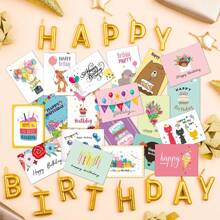 20 piezas Nuevo estilo Tarjeta de felicitación de cumpleaños y juego de sobres, de alta gama y simplicidad, con pegatina y diseño creativo; para cumpleaños, pastel, regalos, negocios, aniversarios, agradecimiento y energía positiva; plegable y en blanco para escritura personalizada; tarjeta pequeña y creativa para felicitaciones de festivales, Navidad