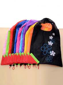 1-10 peças bolsa de armazenamento morango dobrável sacolas de compras reutilizáveis dobráveis nylon mercearia grande bolsa cores aleatórias