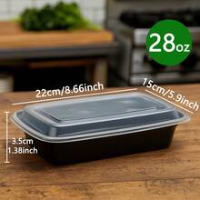 50-Pack Reusable Meal Prep Containers Microwave Safe Food Storage Containers With Lids, 28 Oz - 1 Compartment Take Out Disposable Plastic Bento Lunch Box To Go,  Dishwasher & Freezer Safe - 28oz-50Pack Black - 查看 3