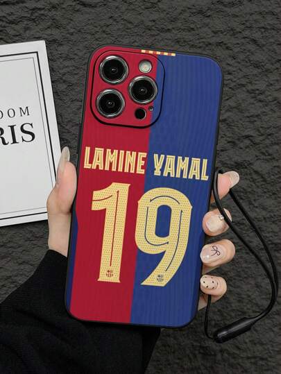 1pc Sports Number Graphic Contrast Color Realistic Painting Style Anti-Drop Fashionable Phone Case With Lanyard, Compatible With IPhone 11 12 13 14 11 Pro Max 12 Pro Max 13 Pro Max 14 Pro Max XR 15 15 Pro 15 Pro Max, Series