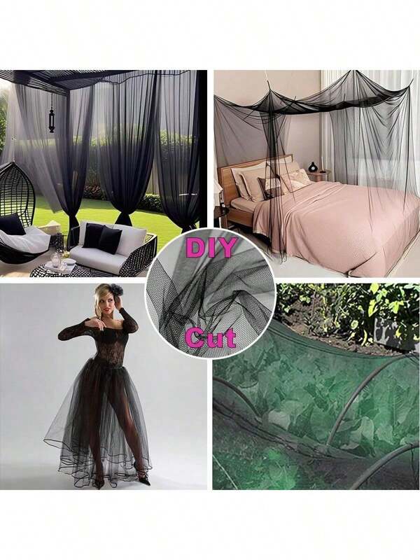Mosquitera universal para exteriores y jardín, de tul para hacer bricolaje, malla de poliéster para cenador, toldo y cortinas para terraza, patio y jardín, con cierre de