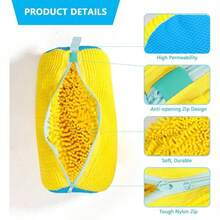 1pc Washing Machine Shoe Bag, Fits All Shoe Types - Yellow With Blue Zipper, Soft Thermal Lined, Ideal For Athletic & Casual Shoes, Laundry Bag, Holiday Essential, Travel Accessory, Graduation Gift - Multicolor - View 8