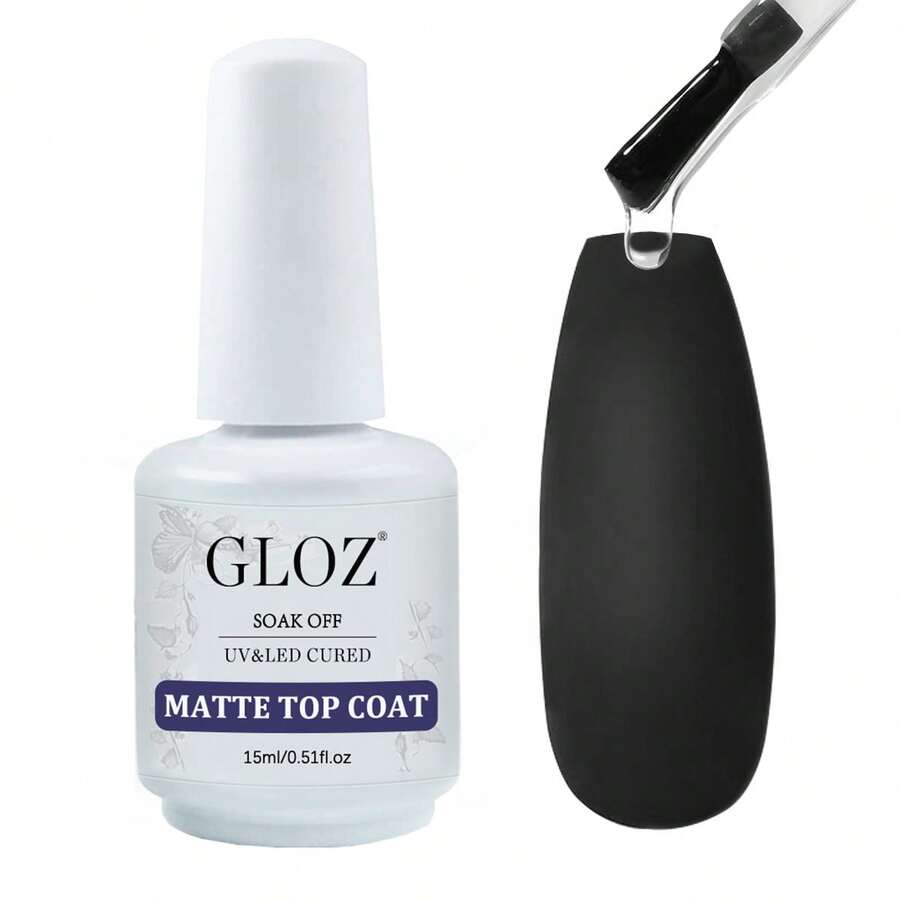 GLOZ 15ml Matte Gel Nail Polish Top Coat, No Wipe Gel Nail Polish Top Coat, Removable Matte Effect, Long-Lasting, DIY Gift, Home Manicure Salon - 無色 - 查看 1