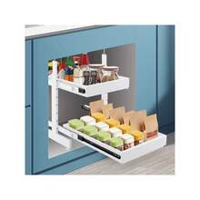 InSyoForeverEC Alloggiamento sottopensile, supporto estraibile, supporto estraibile a 2 strati, lunghezza e altezza regolabili, guide silenziose, supporti da cucina nascosti con 22,05 libbre per strato