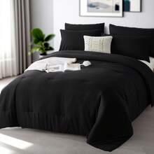 2/3 Pieces Luxury Solid Color Comfortable Breathable Comforter Set, Anti-Shrink And Anti-Fading Luxury Hotel-Grade Easy-Care Comforter Set, Machine Washable, High-Quality Bedding For All Seasons, Daily Holiday Gifts - Xám - Xem 10