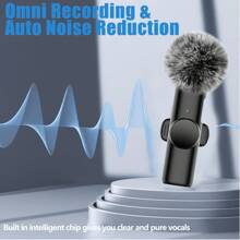 Wireless Mini Lavalier Microphone Compatible With IPhone And IPad - Wireless Dual Microphone, Plug And Play, 2.4G Ultra-Low Latency, Built-In Noise Reduction Chip, 5 Hours Working Time, Suitable For Two-Person Creation, (50mAh Rechargeable Battery) - Black - View 13