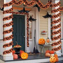 1pc 2M Halloween Plastic Decorative Garland, Outdoor Indoor Hanging Vine Pumpkin Bat Ghost For Autumn, Home Party Garden Fireplace Porch Decor, Halloween, Thanksgiving, Pumpkin Garland, Bedroom Haunted House Fireplace Wall Indoor Outdoor Home Decor Halloween Decor Fall Decor Room Decor