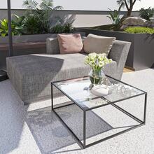 Glass Coffee Table Modern Center Table,Minimalist Coffee Table Sofa Side Tea Table For Living Room,Tempered Glass-Top With Sturdy Metal Frame, Easy Assembly,26.4 X 26.4 X 15.7 Inches, Gold - Black - View 6