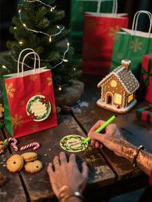 320 张/卷圣诞花环牛皮纸便签卷，6 种图案，大尺寸 3.8 厘米，礼物、卡片、婚礼、圣诞节、节日派对、礼品、信封、卡片 DIY 装饰、可写便签贴纸、PVC 贴纸、学校用品、返校 - 彩色 - 查看 3