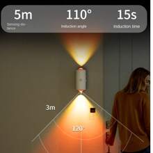 1 Luz noturna moderna com sensor de movimento, luz de parede LED recarregável por USB, iluminação RGB ajustável, adequada para entrada, cabeceira, mesa, guarda-roupa ou luz de degrau magnética
