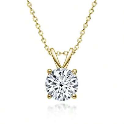 KAHOOT 925 Sterling Silver Moissanite Classic 4-Claw Pendant Necklace For Men And Women, Couples, Girlfriends, Fashion Clavicle Chain, Light Luxury, Niche, Elegant, Romantic, Sweet, Creative, Lively, Fresh, Simple, Classic, Casual, Daily Wear, Dating, Party, Honeymoon, Travel, Vacation, Banquet, Gift For Boyfriend, Girlfriend, Mother, Girlfriend, Grandmother, Birthday, Anniversary, Valentine's Day, Mother's Day, New Year's Gift