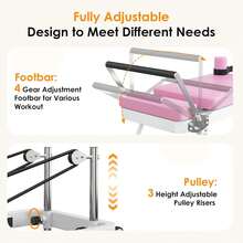 DlandHome Pilates Reformer Machine, Indoor Pilates Reformer With High Strength Alloy Springs, Foldable Pilates Reformer For Home Gym - Pink Plus Upgrade - 查看 3