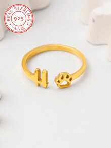 Inel personalizat din argint 925 cu inițială drăguță pentru femei, cu gheare, inel cu monogramă personalizat, inel cu monogramă personalizat, cadou pentru femei, cadou de aniversare