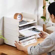 Khay đựng hồ sơ xếp chồng 2/4 tầng - Khay để bàn phân loại giấy A4 với 2/4 tầng, đồ dùng văn phòng phẩm và học tập, dụng cụ sắp xếp bàn làm việc - Vật dụng cần thiết cho năm học mới - Nhiều màu - Xem 7