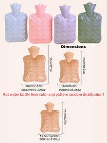 Bolsa de agua caliente rellena de agua con cubierta suave desmontable y lavable, bolsa interior de PVC de alta calidad y sin olor, color de bolsa interior aleatorio