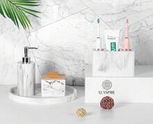 Toothbrush Holder, 3 Slots Electric Toothbrush And Toothpaste Holder, Bathroom Countertop Storage Bathroom Accessories Toothbrush Stand For Vanity Counter Organizer Caddy - Gravel White