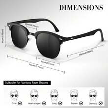 Polarized Semi Rimless Sunglasses For Men Women, Classic Retro Shades Half Frame Driving Sun Glasses UV Protection - 棕色 - 查看 6