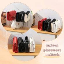 Organisateur de bureau étudiant transparent en 4 pièces - Étagère à fournitures de bureau - Sac dans un sac - Organisateur de maquillage - Support de mini-sac à main - Organisateur de sac à main transparent à 4 compartiments - Rangement de sac à main - Séparateur de rangement pour penderie - Convient pour les sacs à main, les cravates et les écharpes