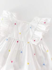女嬰夏季小花荷葉袖上衣與純色短褲兩件套 - 粉色 - 查看 5