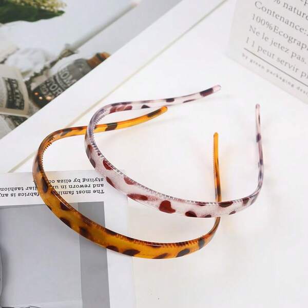 2 piezas Diademas sin deslizamiento con estampado de leopardo, aros para el cabello elegantes y vintage para lavarse la cara y peinarse