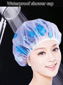 5pcs/4pcs/3pcs/2pcs/1pc Random Color Waterproof Shower Cap, Bathing Cap, Printed Bathtub Cap, Dust-Proof Waterproof Head Cover, Thickened Cap, Reusable Dust Cover, Home Travel Portable Shower Cap, Thickened Ladies Cap