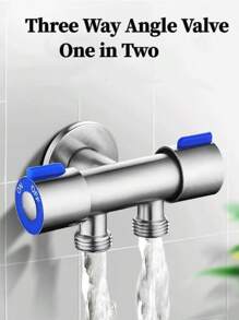 Vanne d'angle à trois voies à double commande, 1 entrée 2 sorties, vanne d'angle de robinet, noyau en laiton en acier inoxydable 304, valve à trois voies compagne des toilettes 1/2", connecteur de tuyau divisé multifonctionnel facile à installer, convient pour le lave-linge, le robinet mural de salle de bain, le connecteur de pomme de douche