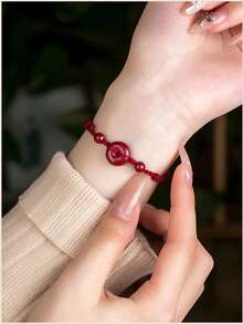 1pc Handmade Lucky Knot Red String Bracelet, Friendship Bracelet, Symbolizing Peace And Good Fortune, Chinese Cultural Amulet, Birthday Anniversary Gift, Wishing You Constant Good Luck