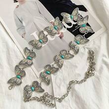 One Elegant Butterfly-Spotted Turquoise Ladies' Belt - Silver - View 8