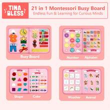 Tinabless 1 件蒙特梭利玩具，适合 3 岁女孩生日礼物，学龄前学习活动，益智幼儿复活节篮子填充玩具，适合 3-4 岁女孩的旅行玩具，适合两岁儿童的礼物 - 彩色 - 查看 2