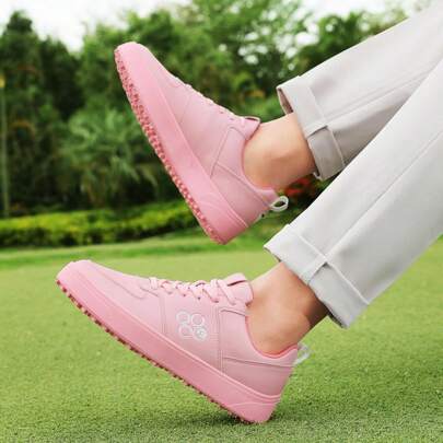 Ladies' Professional Golf Sport Shoes, All-Weather Anti-Slip Outsole, White And Pink Golf Shoes, Multiple Colors, Gender Neutral Couples Models, Plus Size Men Golf Sports Shoes