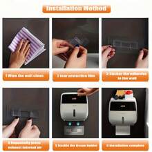 1 个大容量双层卫生纸收纳盒 - 带防水防尘抽屉、壁挂式纸盘和卷纸架，适用于家庭、办公室、超市、浴室、客厅、整洁的装饰配件，易于安装返校 - 黑與白 - 查看 10