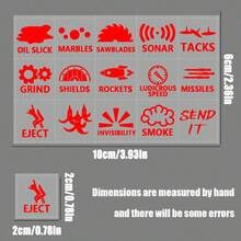 15 件创新汽车仪表板按钮贴纸套装 - 自粘乙烯基，适用于仪表板和控制面板，可重复使用且有趣的图标装饰 - 适合汽车爱好者和 DIY 爱好者，为您的车辆增添个性化，适用于汽车、卡车、笔记本电脑等各种用途