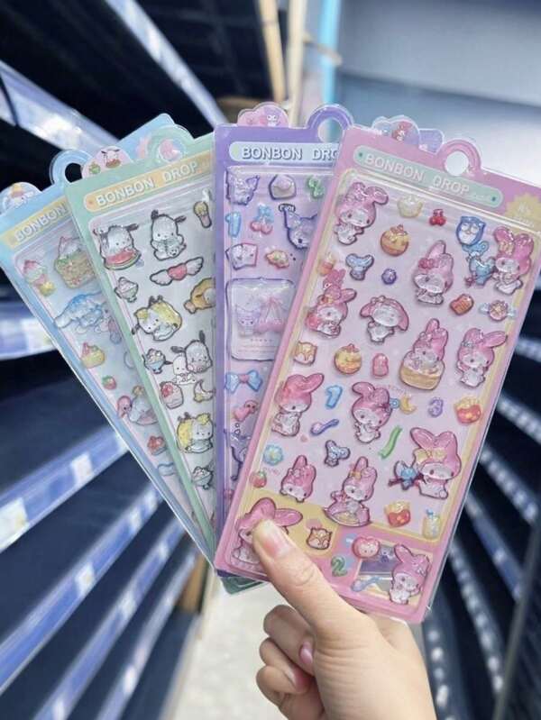 Sanrio Sanrio 1Pc Kuromi Adorable Cartoon Stickers. These Are 3D Three-Dimensional Stickers, Suitable For Decoration. They Are Ideal Gifts For Christmas, Festive Occasions, And Mother's Day