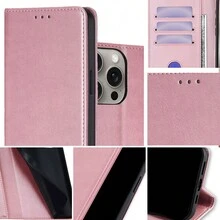 Compatible With Rakuten, Kyocera Fashionable Business Style, Classic Buckle Buckle, Ultra-Multifunctional Storage Space Flip Phone Case With RFID Anti-Theft Swipe Function - Rose Gold - View 2