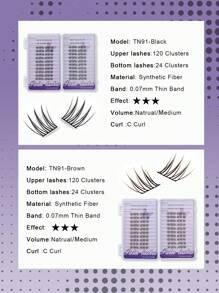 PALM LASHES 144Pcs Brown/Black Lash Clusters With Clear Band Bottom Lashes 5-6mm Korean Girl Group ACE C Curl WideSpan Eyelash Extension Individual Clusters Left & Right Cartoon Fairy Hair Natural Day Korea Style DIY Cartoon Anime Style