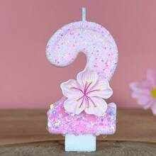 1 件生日蜡烛数字，蛋糕装饰数字 0-9 蜡烛，浪漫派对首选数字蛋糕生日装饰，节日周年派对蛋糕蜡烛数字，闪亮数字 - 漸層粉色花 - 查看 6