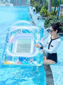 1pc Thick Inflatable Floating Chair, Adult Water Floating Bed, Sparkly Flamingo Floating Raft, Swimming Pool Inflatable Bed, Suitable For Beach, Pool & Multi-Person Play