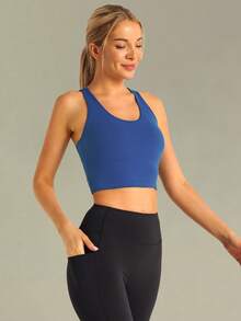 Áo lót thể thao Tender Angel New Yoga Camisole với dây đeo chéo, áo ngực thể thao co giãn cao, nâng đỡ tốt cho mùa hè. - Màu xanh lam - Xem 6