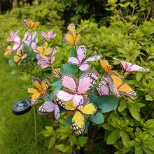 1/2/4pcs Solar Powered Colorful LED Butterfly Flower Garden Ground Stake Lights, Waterproof Outdoor Decor For Yard, Lawn - Pink - View 7